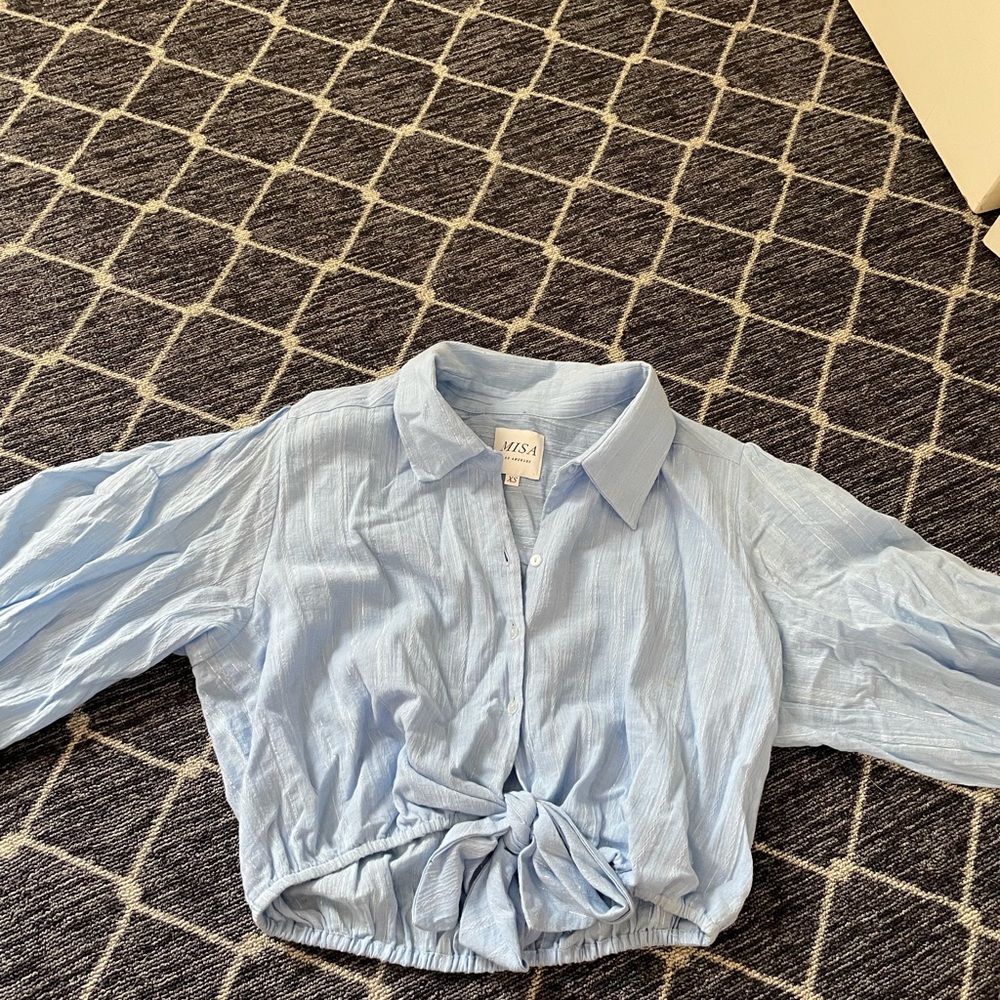 MISA Los Angeles cropped button up shirt